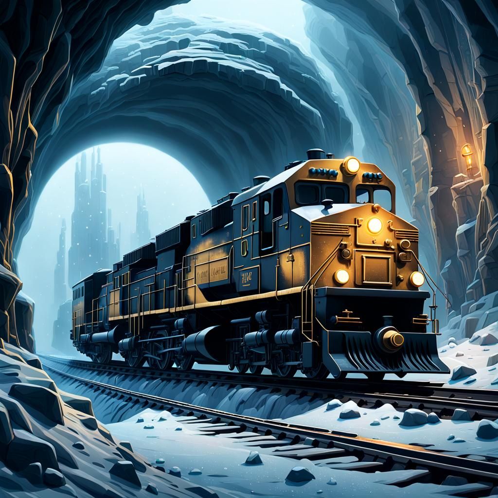 Icy Sci-Fi Train on Jupiter Moon