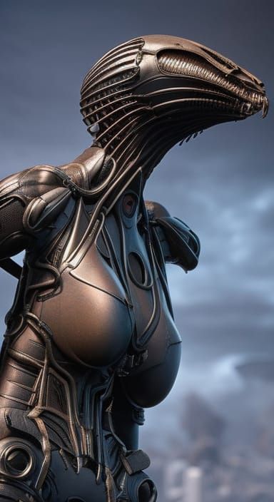 Surreal Female Alien Monster in Sci-Fi Style