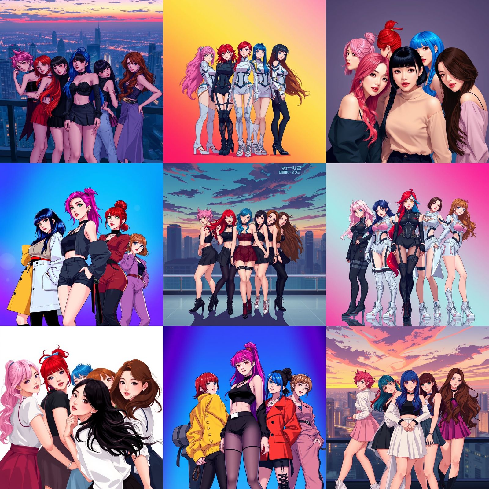 KPOP Girl Group in Vibrant Hairstyles