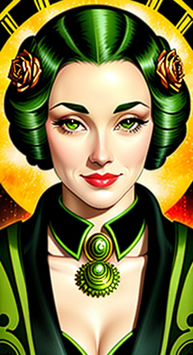 Art Deco Solarpunk Goddess with Ancient Aztec Influence