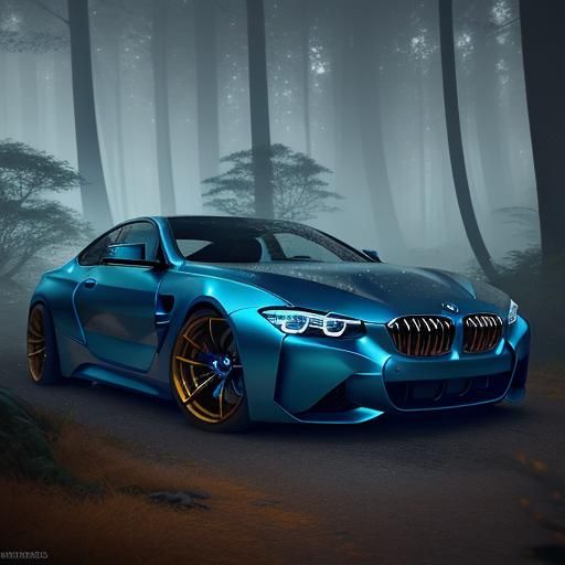 BMW in Mystical Forest: Digital Fantasy Art
