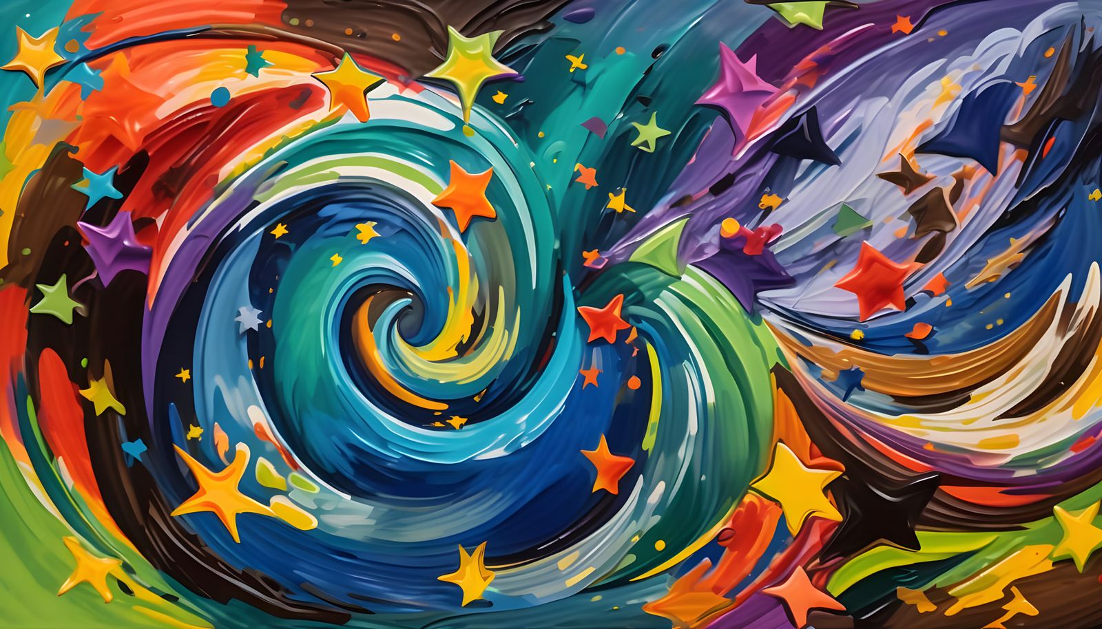 Vortex Maelstroms With Multicolored Stars in Expressive Styl...