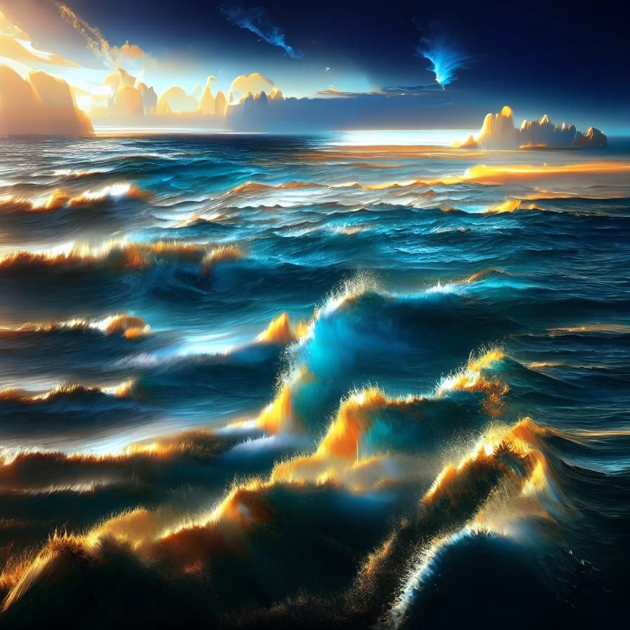 Magnificent Seascape: Enormous Waves in Golden Light