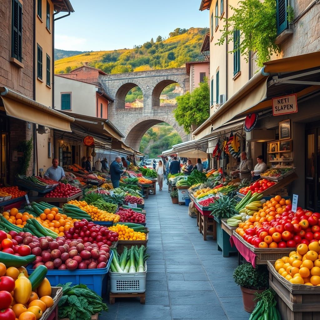 Italian Village Market with Fresh Produce