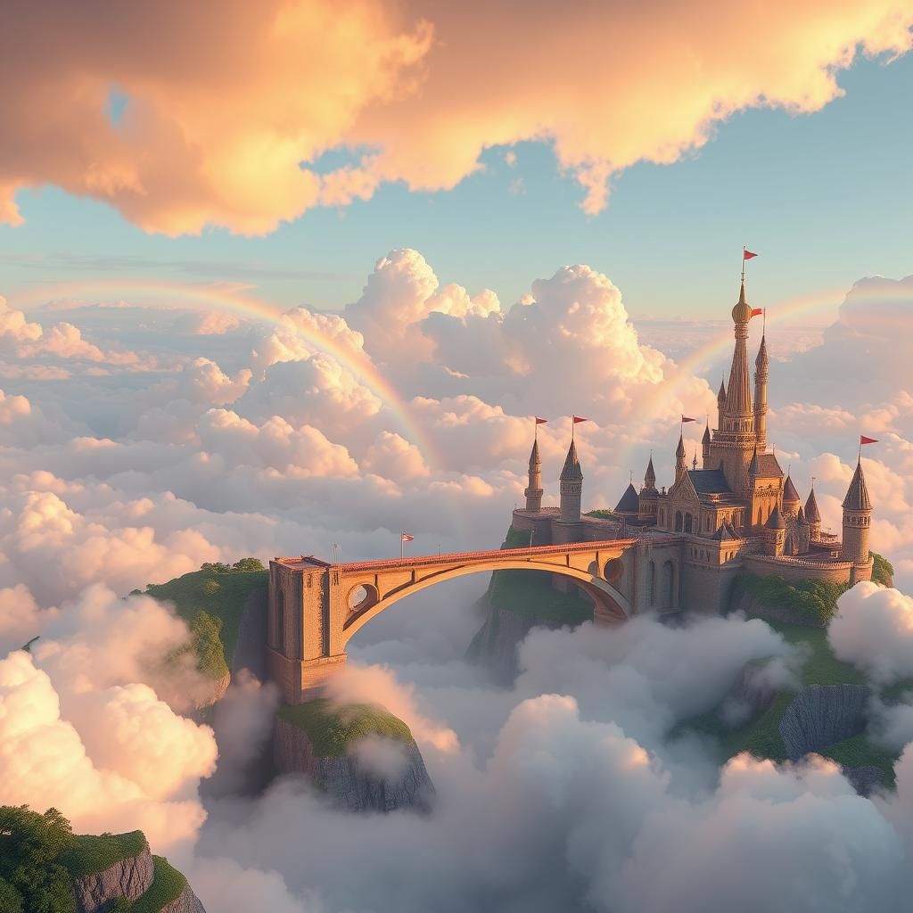 Cloud City Fantasy Kingdom in Photorealistic 3D Render