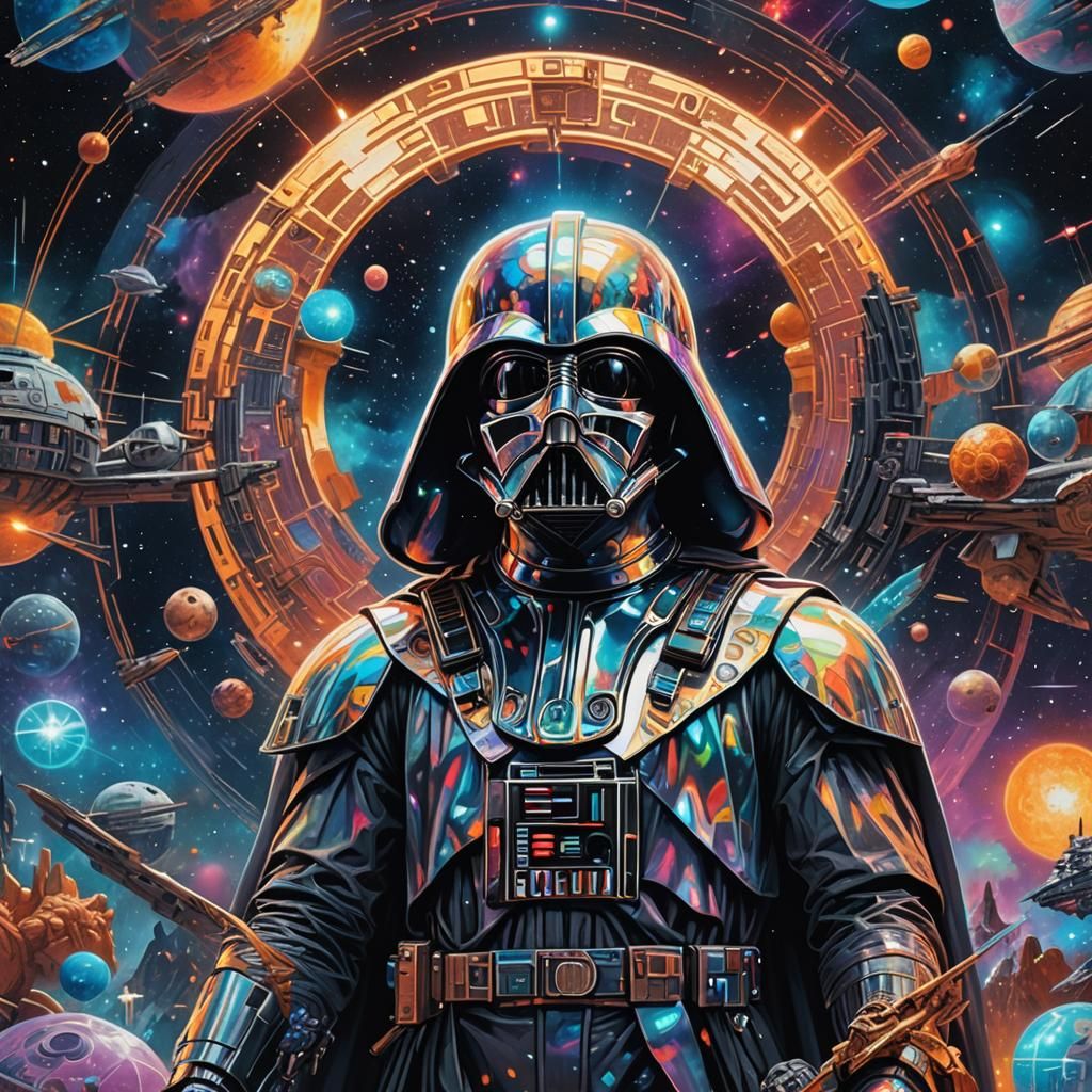 Star Wars Holographic Illustration in Mixed Media