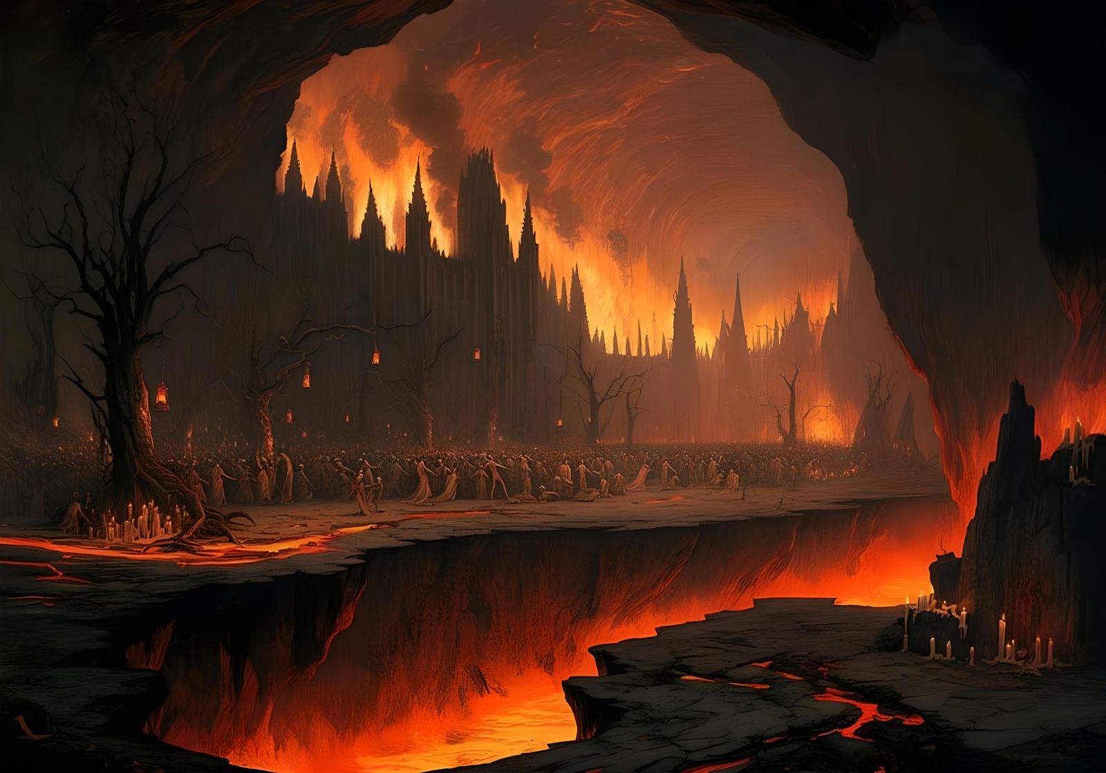 Dramatic Hellscape Horror Illustration