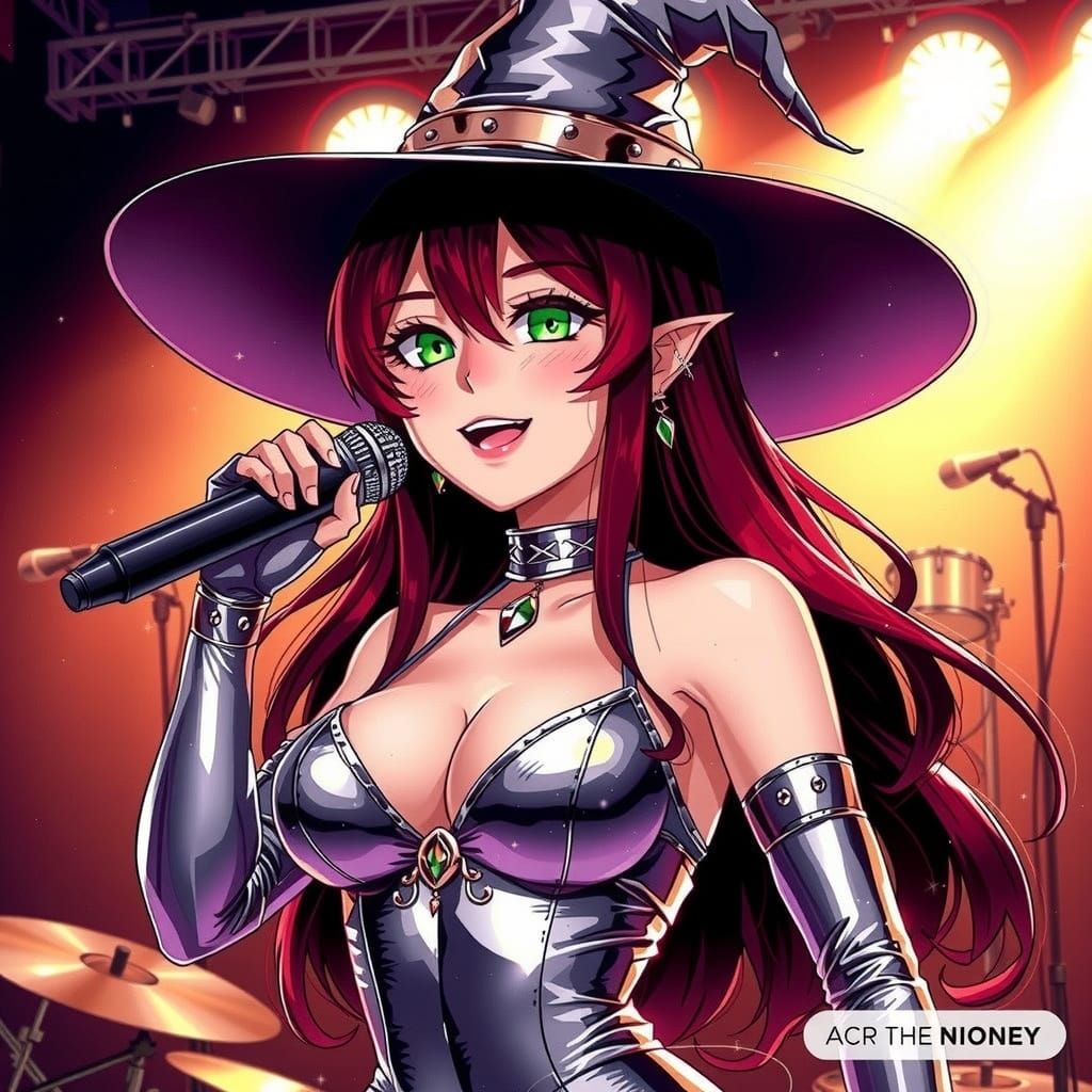 Anime Woman Performing on Stage in Studio Trigger Style