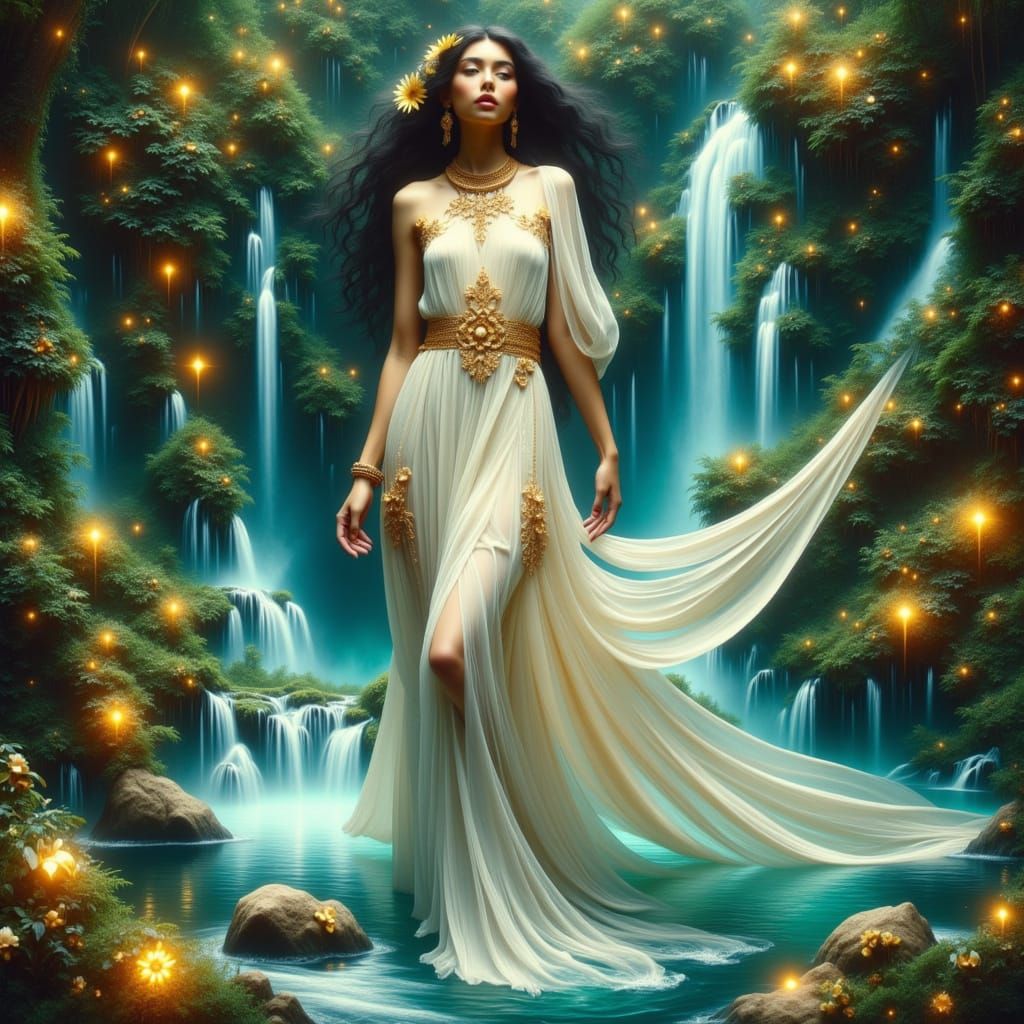 Ethereal Goddess in Art Nouveau Style