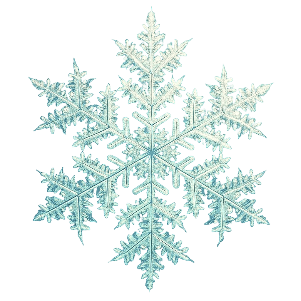 Symmetrical Snowflake in Japanese Woodblock Print Style