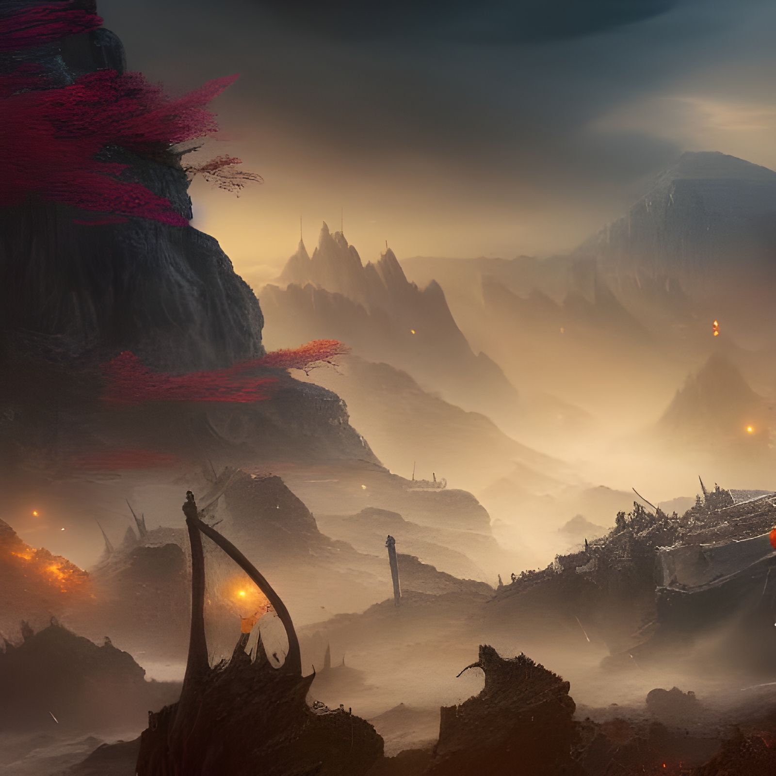Fantastical Battlefield Concept Art in Deep Color