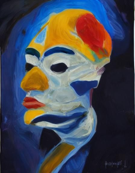 Biopunk Girl's Face in Cubist Fauvism Style