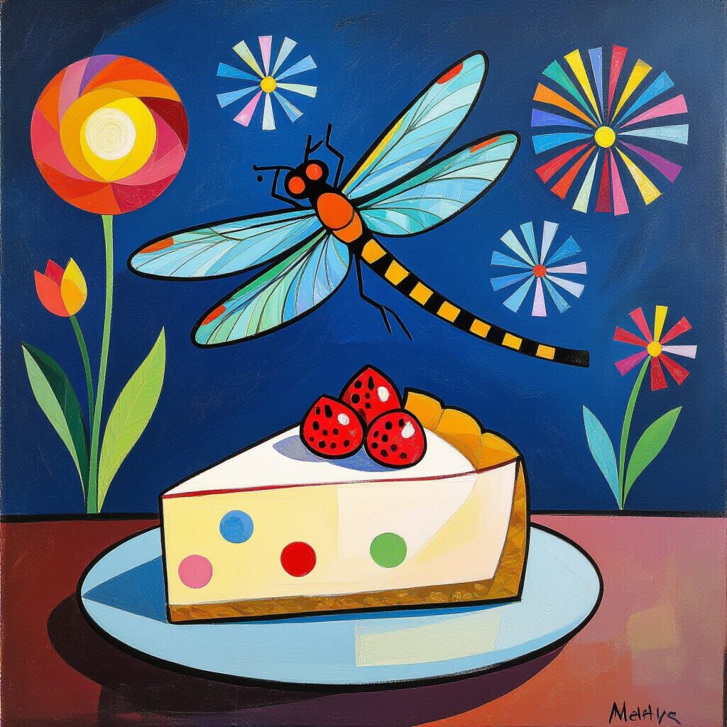 Dragonfly Lands on Spaceship Amidst Blue Fireworks