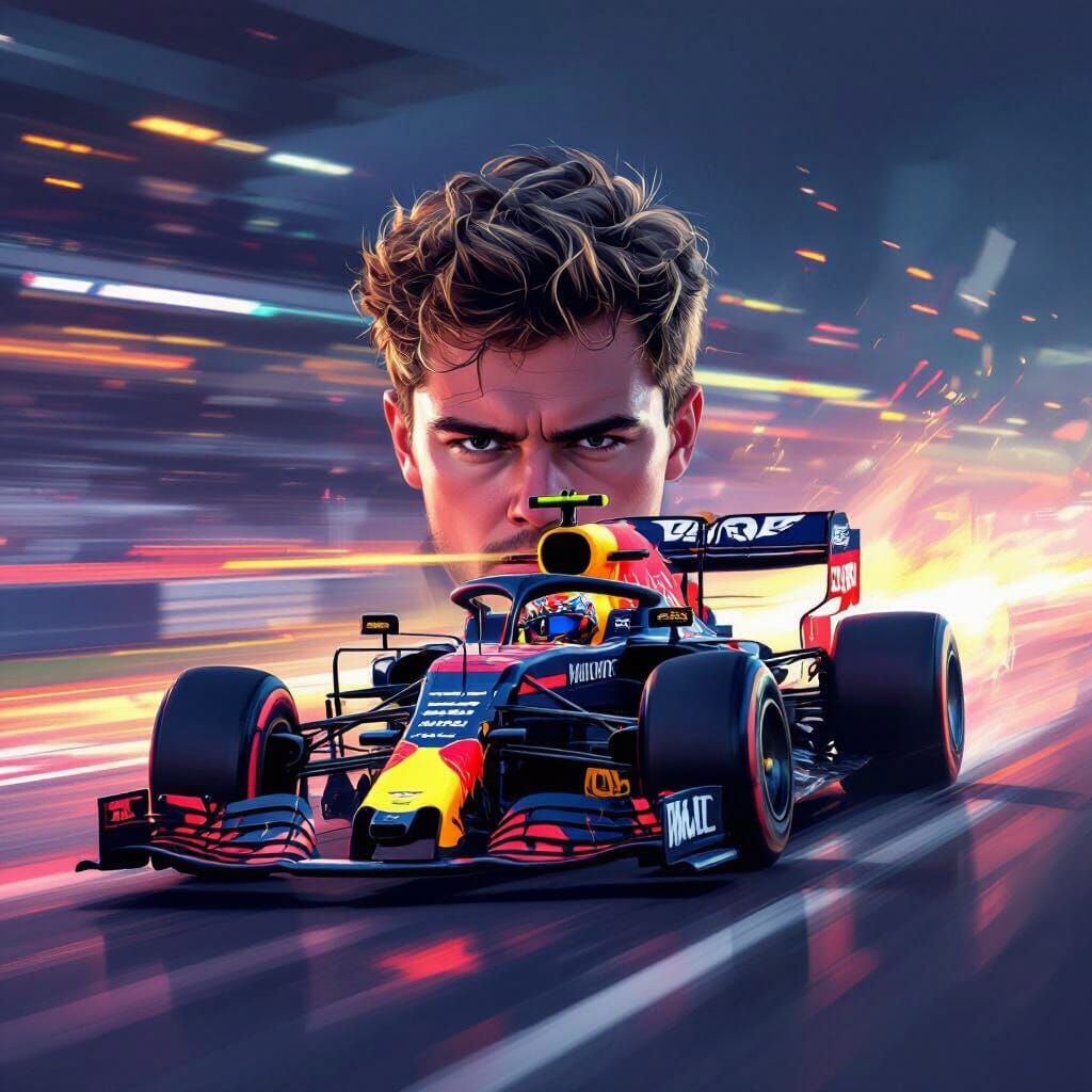 Max Verstappen F1 Race Focus - Digital Painting