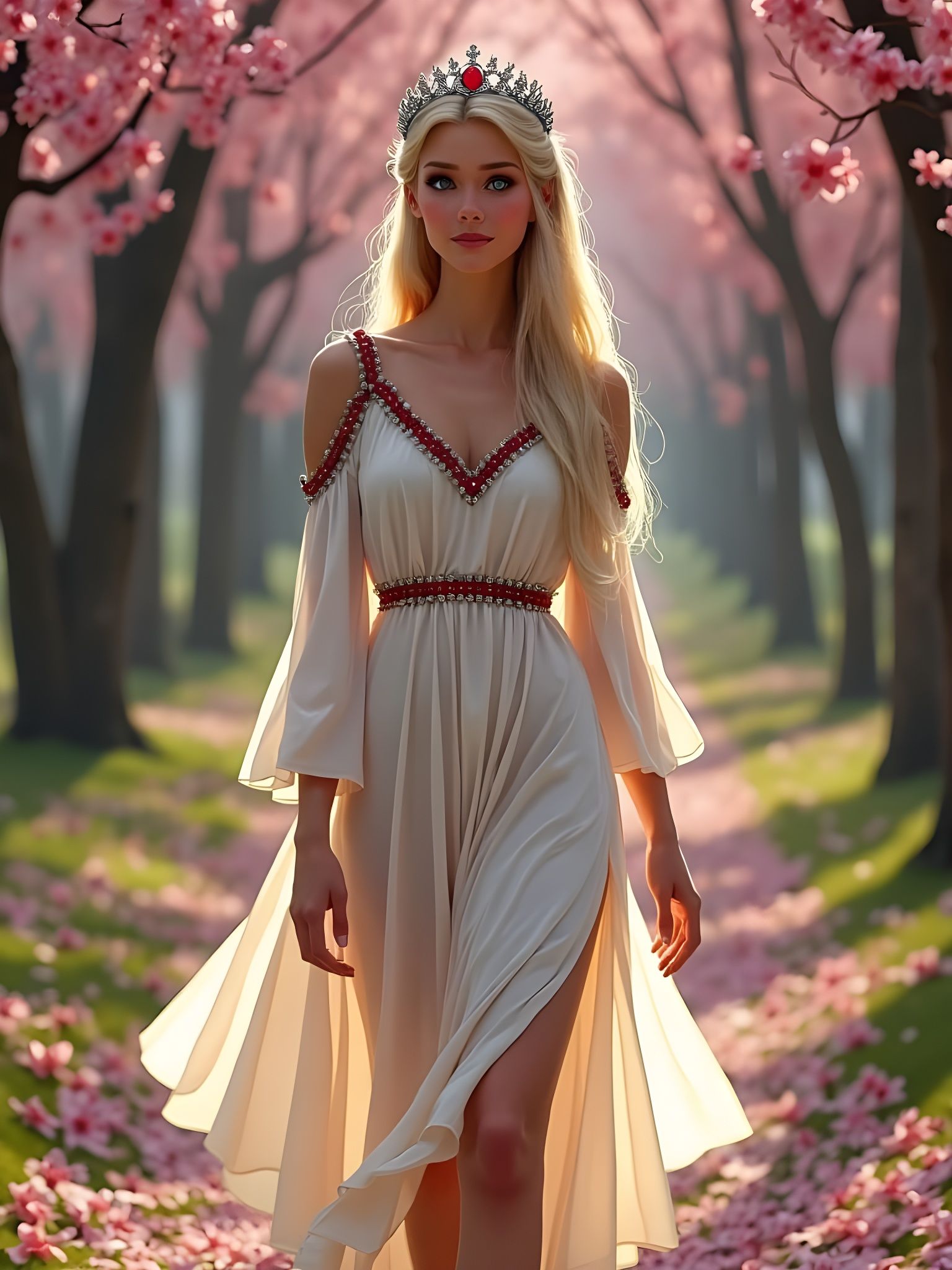 Norse Goddess Sjöfn in a Dogwood Grove