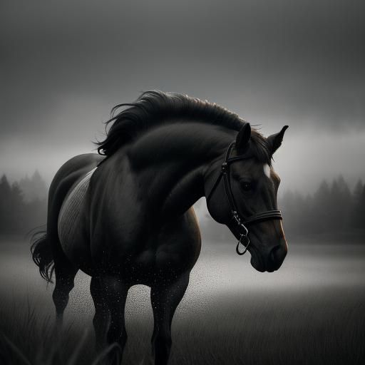 Majestic Horse Portrait in Atmospheric Landscape