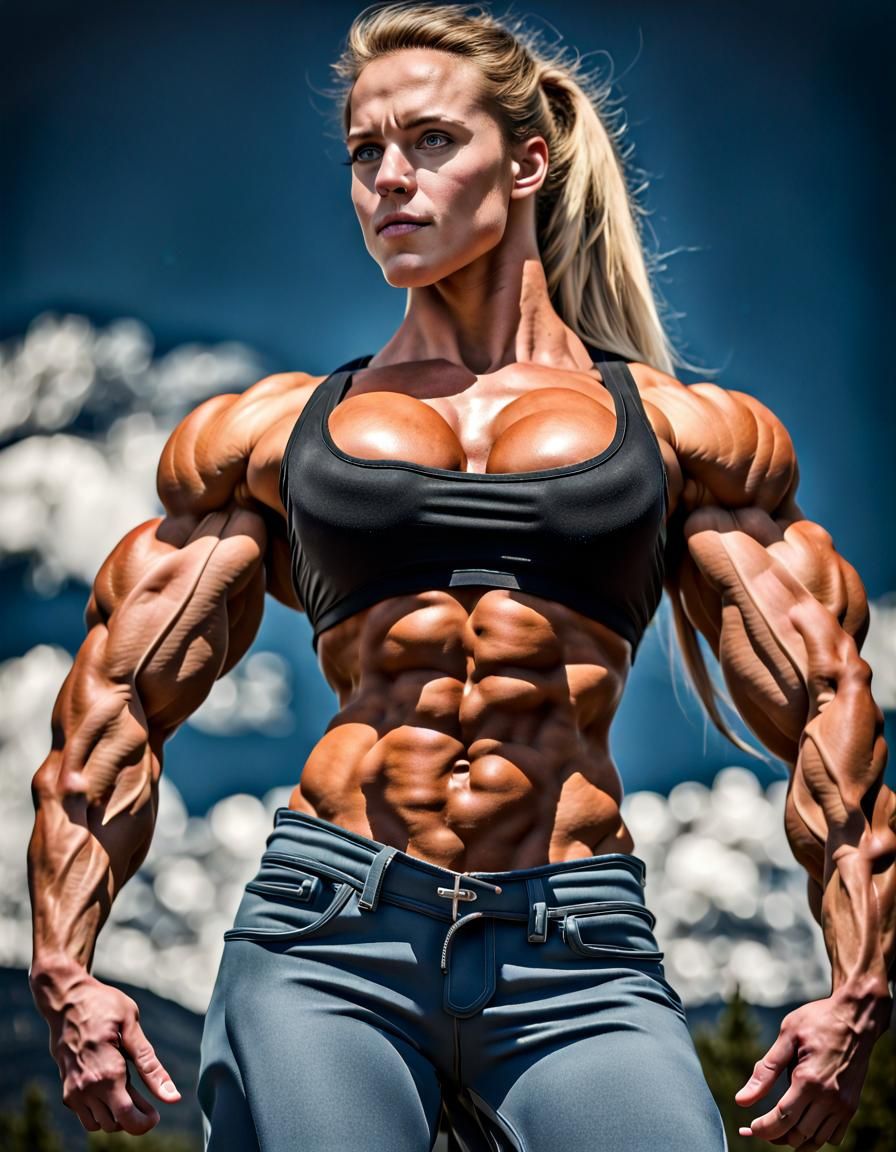 Gothic Bodybuilder on Mountain Top