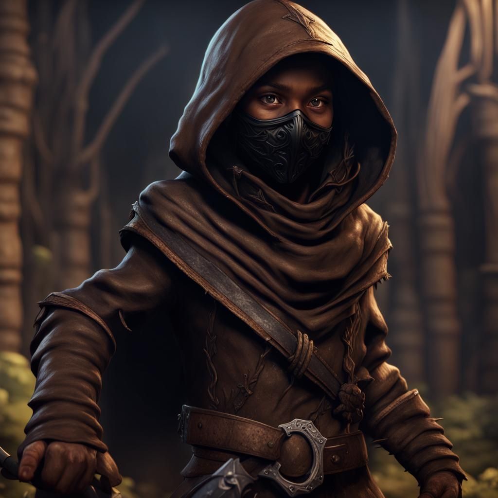 Halfling Rogue with Dagger: Fantasy Concept Art