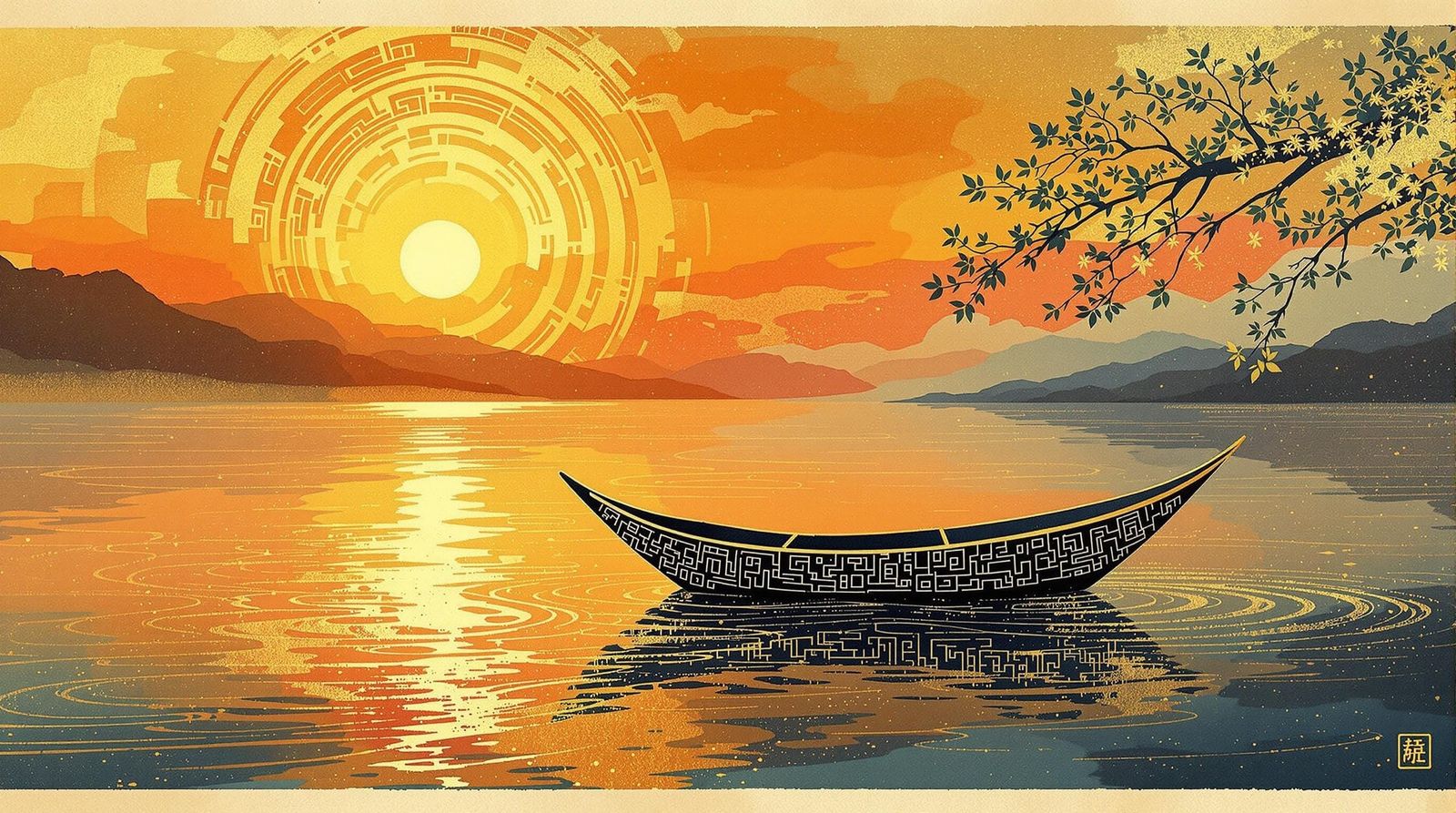 Golden Serenity on a Sunset Lake