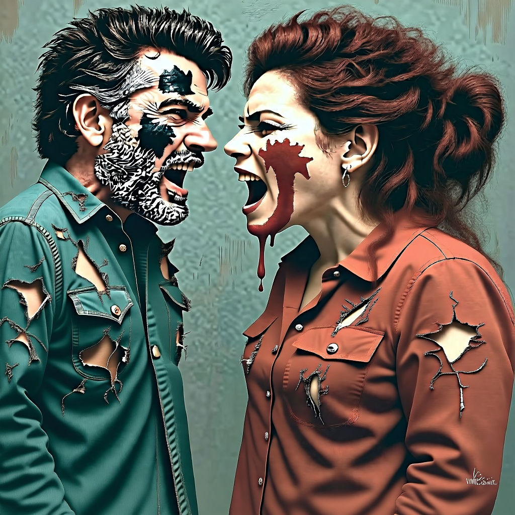 Hyperrealistic Image of Couple Arguing