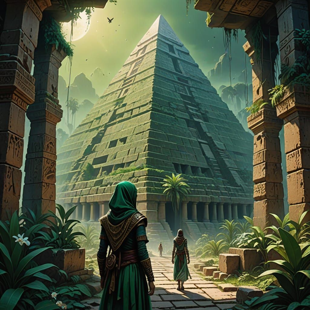Emerald Pyramid of Gyzeh in Dystopian Bloom