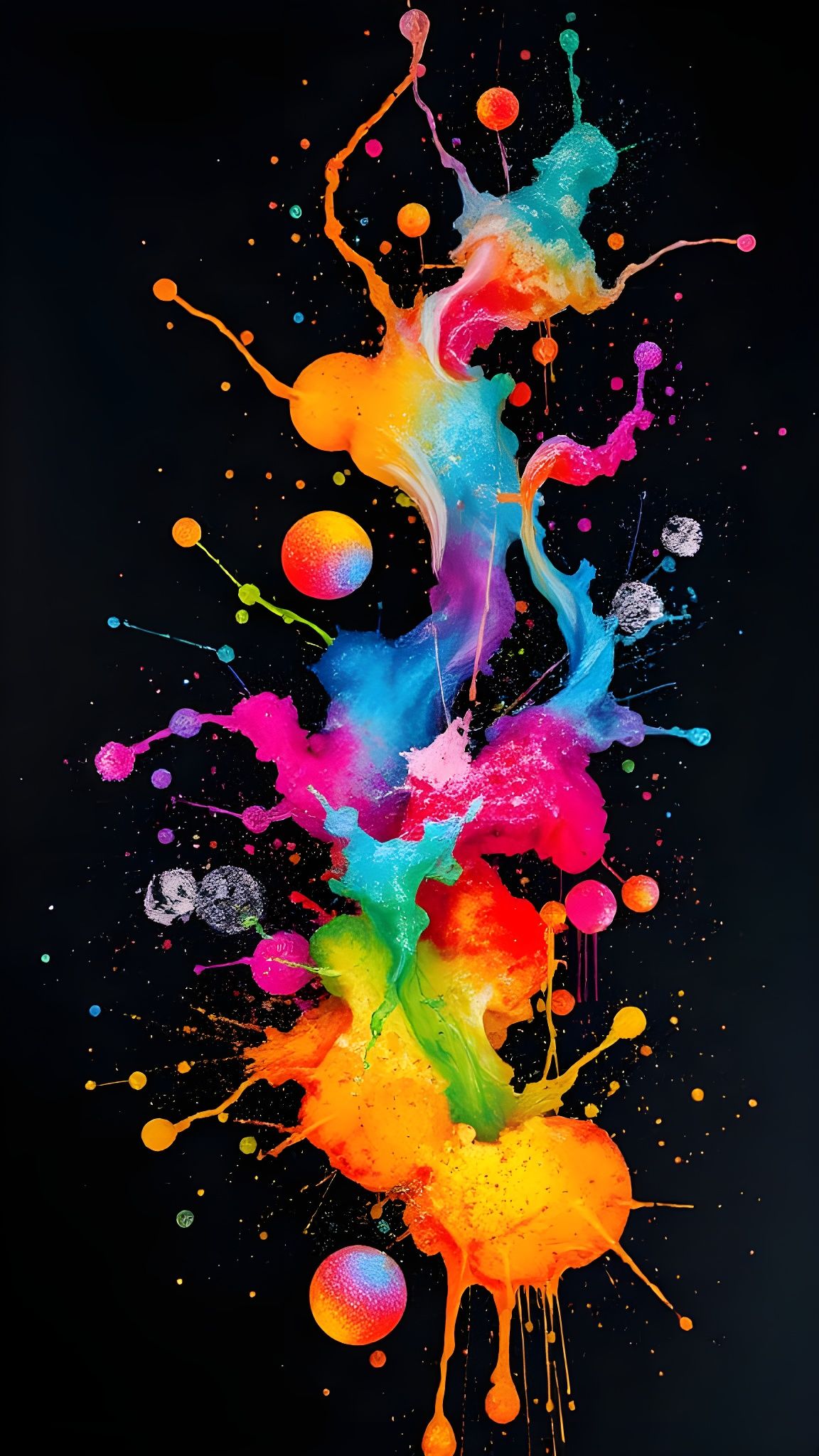 Dynamic Iridescent Squares with Watercolor Ink Splatter