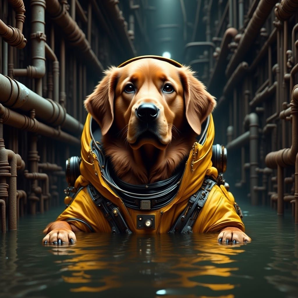 Golden Retriever Astronaut in Futuristic Space Suit