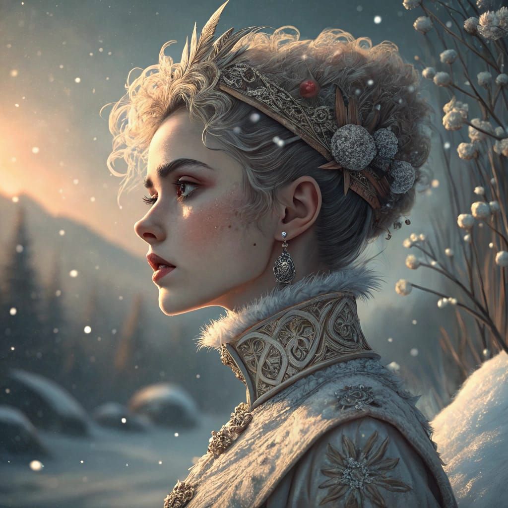 Anime-Inspired 3D Portrait of Young Woman in Ornate Outfit