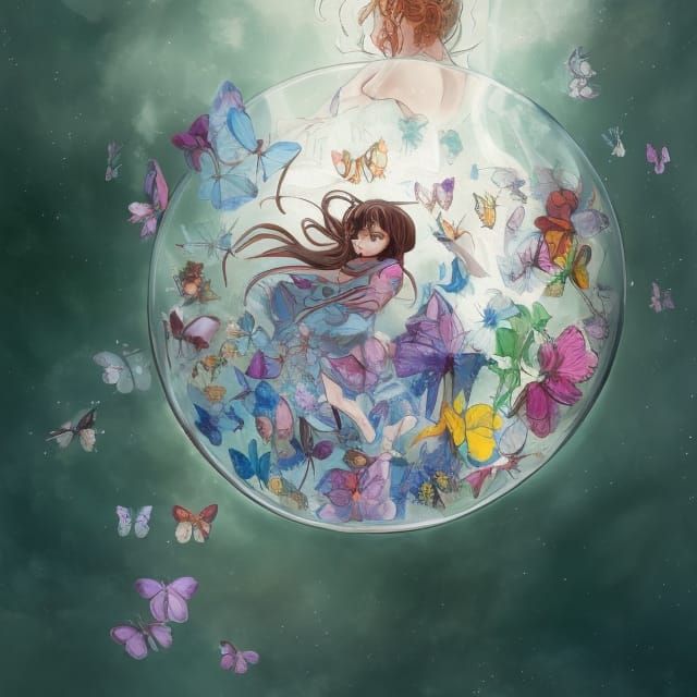 Magical Jar of Flowers and Butterflies: Comic Art