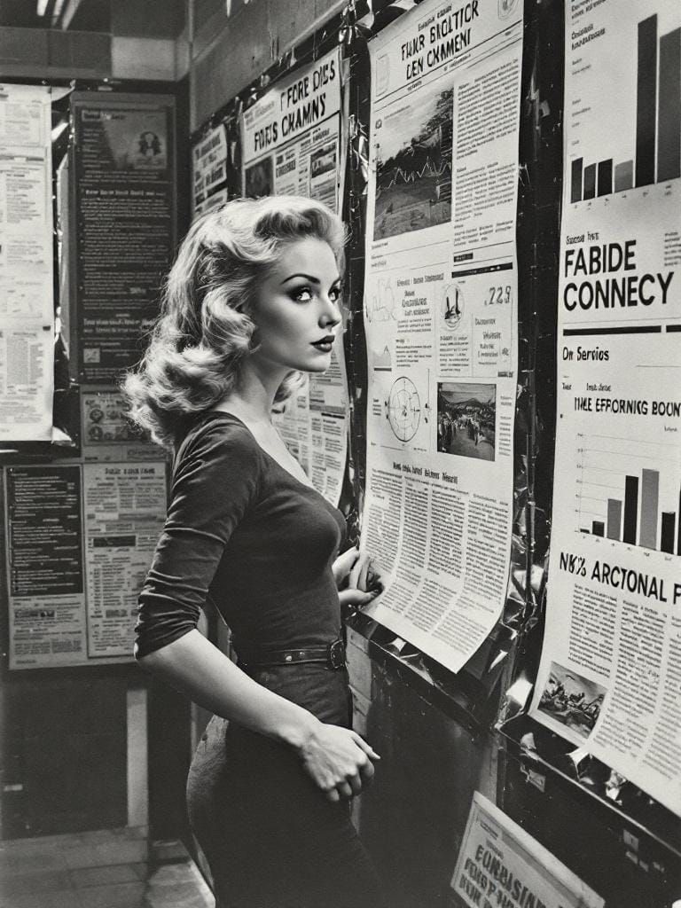 1950s Pin-Up with Typographic Data Overlay