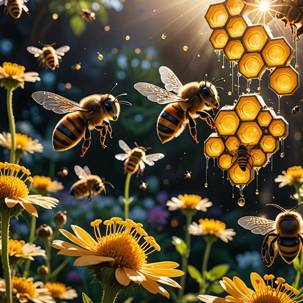 Surreal Bee Metropolis in Vibrant Light