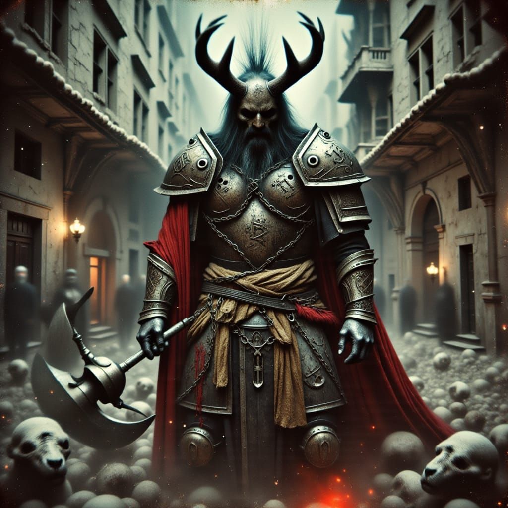 Orc-Oni Holy Champion in Dark Fantasy Style