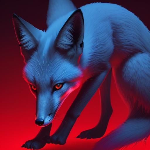 Pop-Art Style Bioluminescent Fox Woman