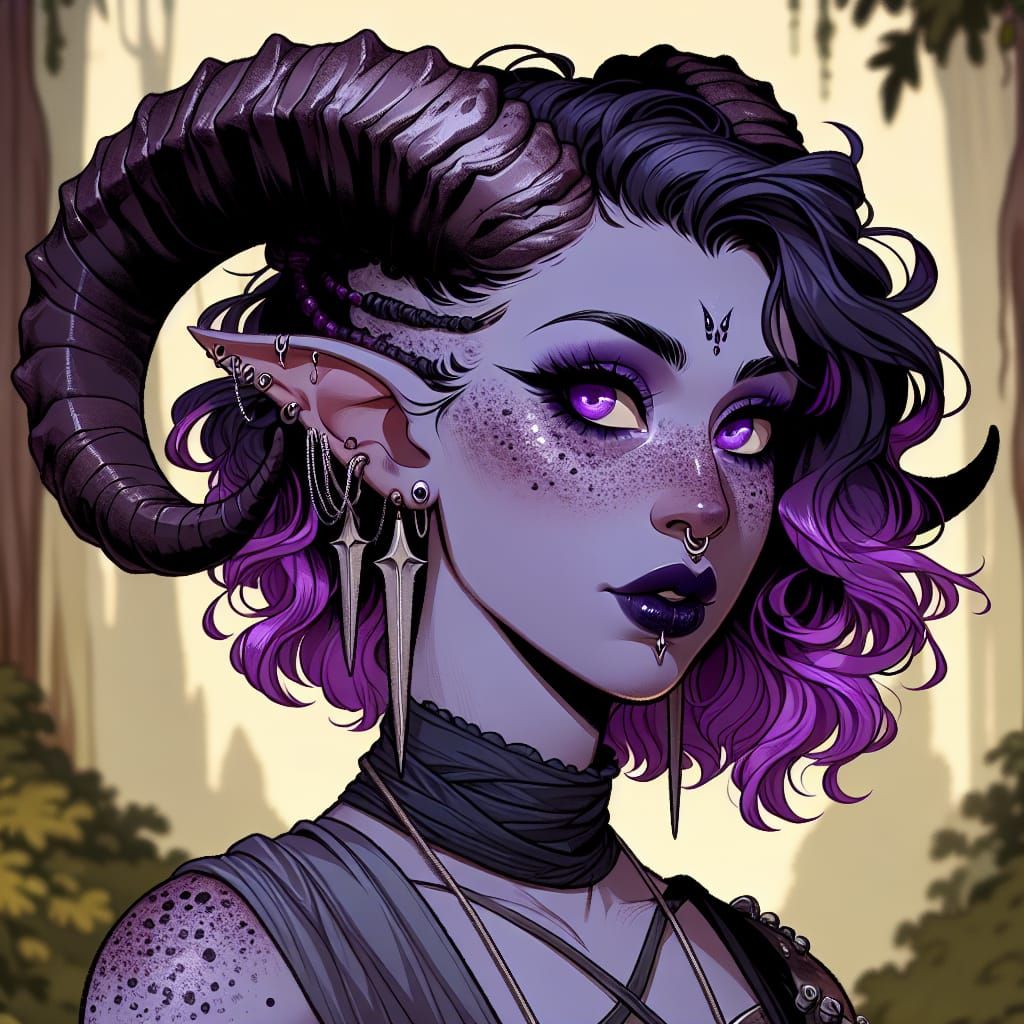 Tiefling Rogue in a Magical Forest