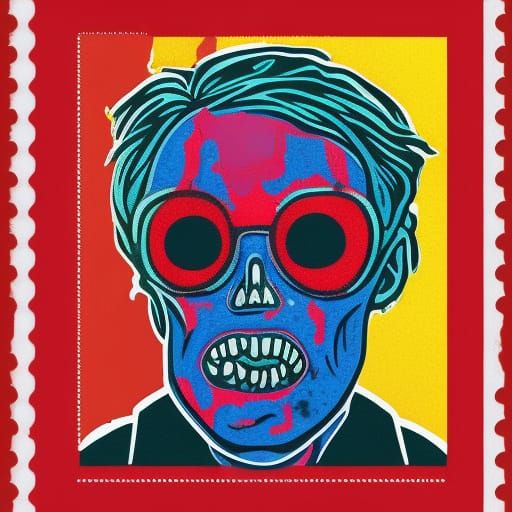 Zombie Postage Stamp in Pop Art Style