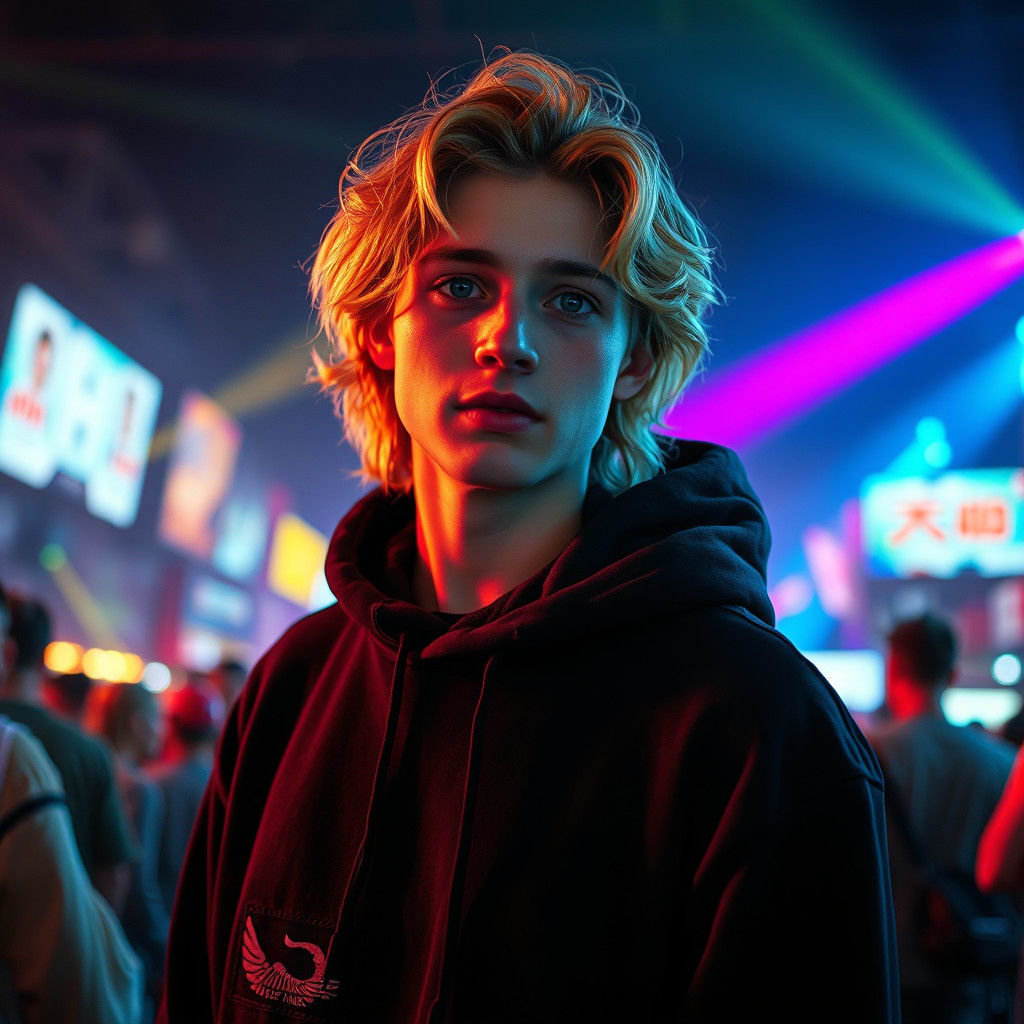 Aqua-Eyed Youth in Crowd: 35mm Film Still