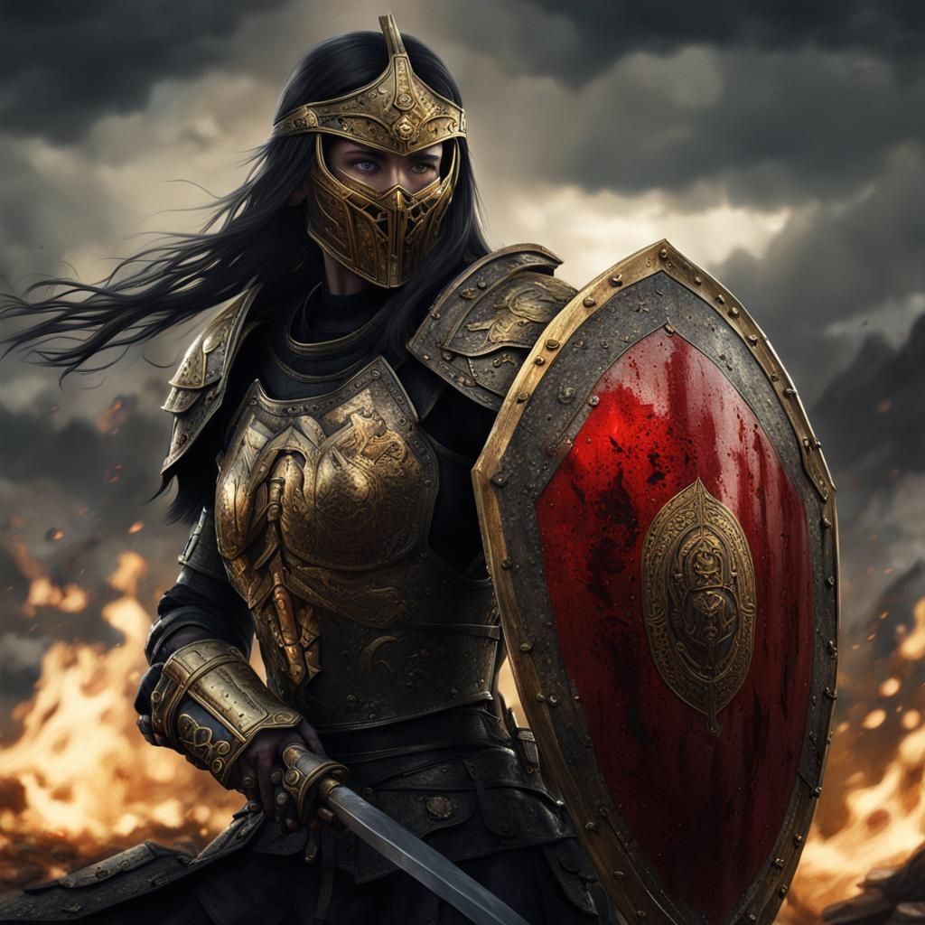 Hyperrealistic Blood Warrior on Battlefield