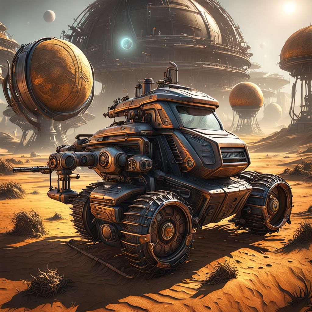Alien Farmer on a Two-Sun Desert Planet