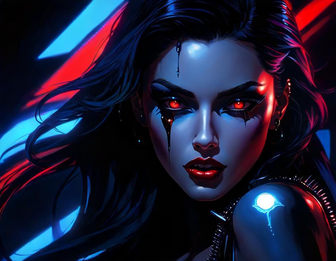 Cyberpunk Vampire in Blade Runner Techno Style