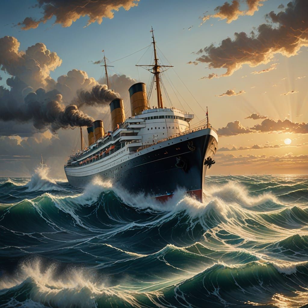 Ocean Liner in Golden Hour Majesty