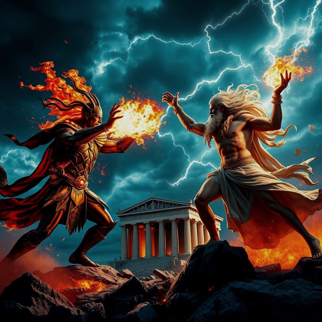 Hades vs Zeus: Epic Hyperrealistic Battle Scene