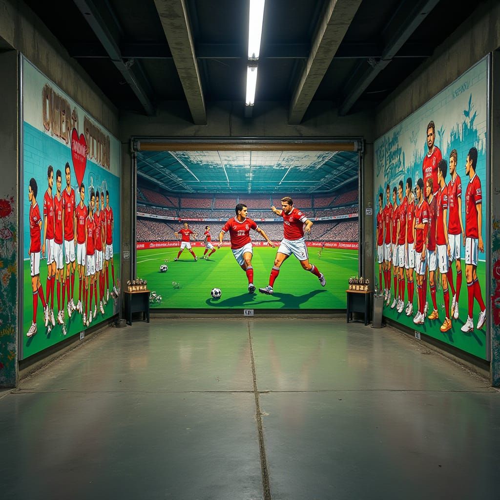 Werder Bremen Football Mural in Underground Garage