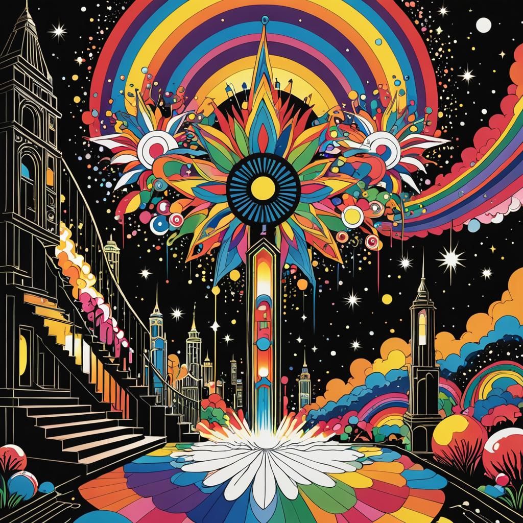 Art Deco Coloring Book Page in Precisionism Style