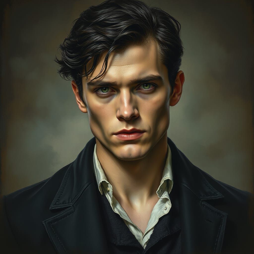 Brooding Victorian-Era Vampire Hunter in Dark, Misty Landsca...