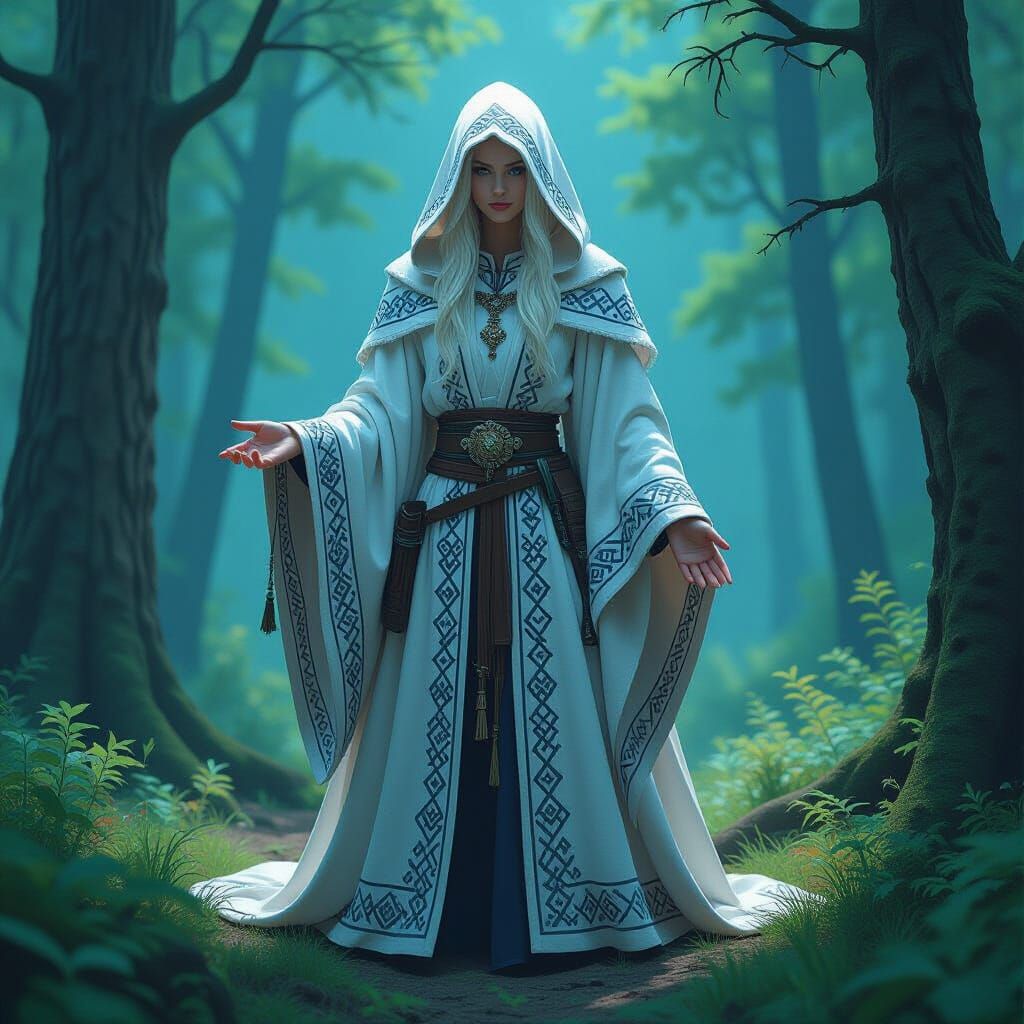 Mystical Slavic Mage in Nordic Runes
