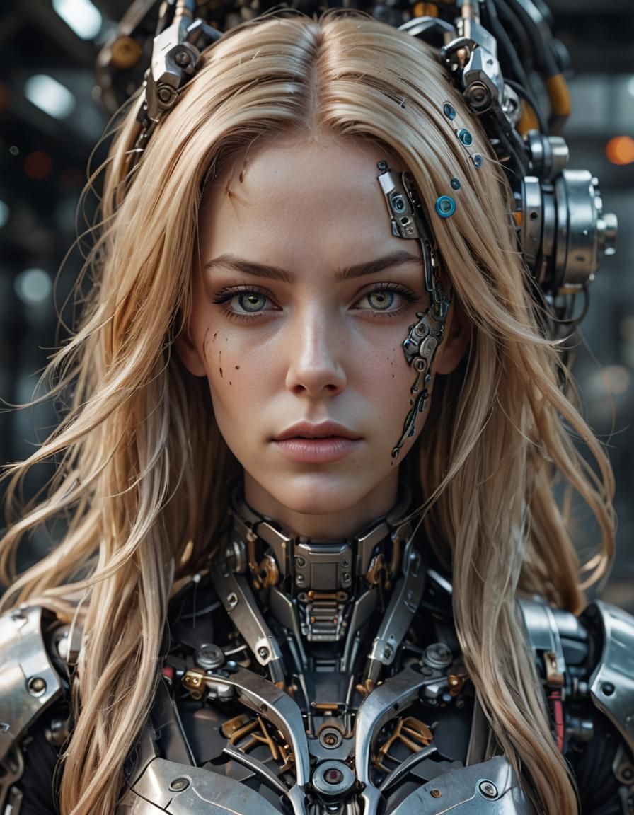 Beautiful Female Android with Mechanical Details