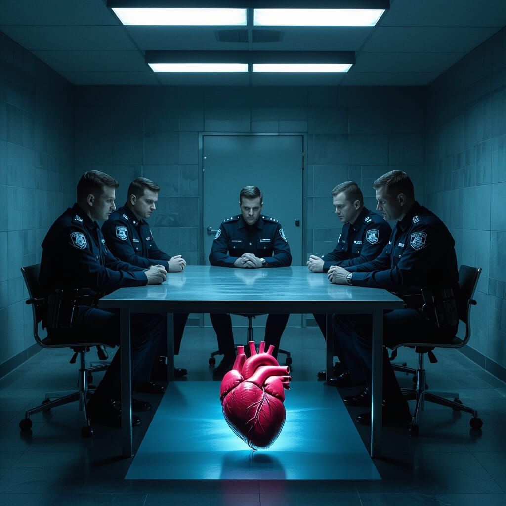 Intense Interrogation Room with Hidden Heart, Cinematic Styl...