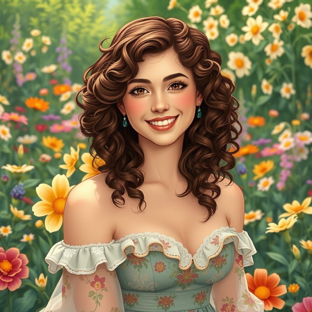 Dreamy Garden Siren in Art Nouveau Style