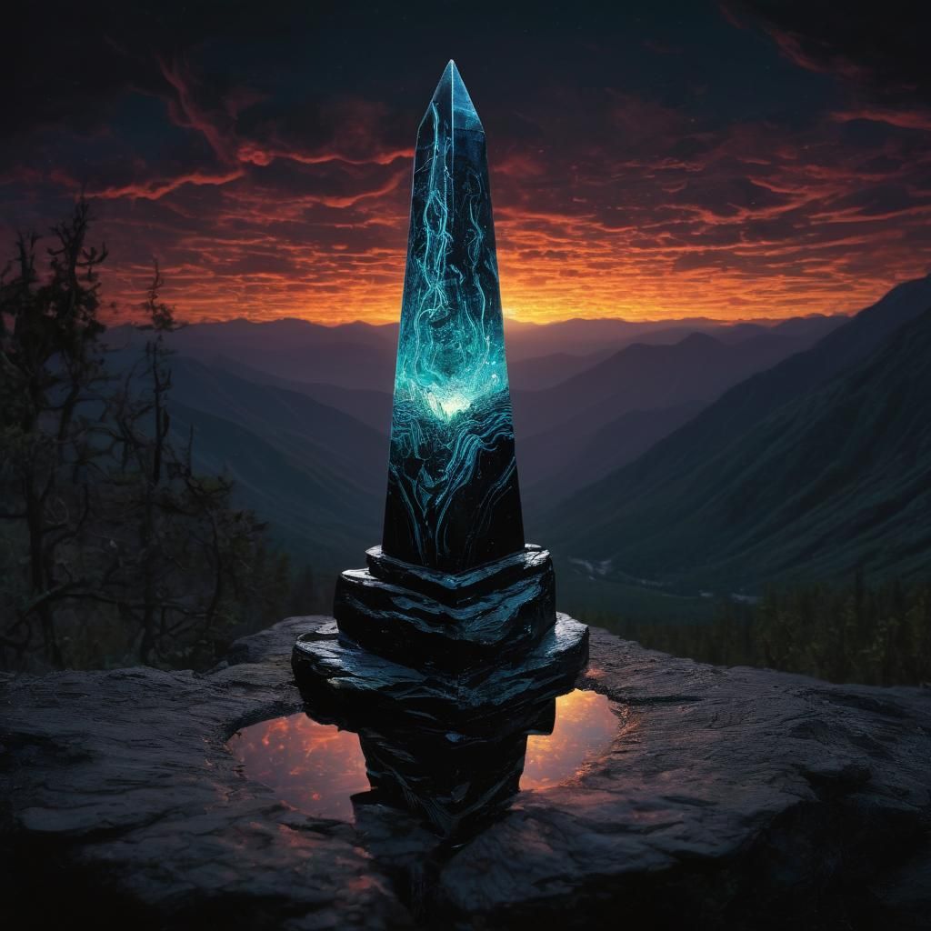 Glowing Obsidian Obelisk Light Painting