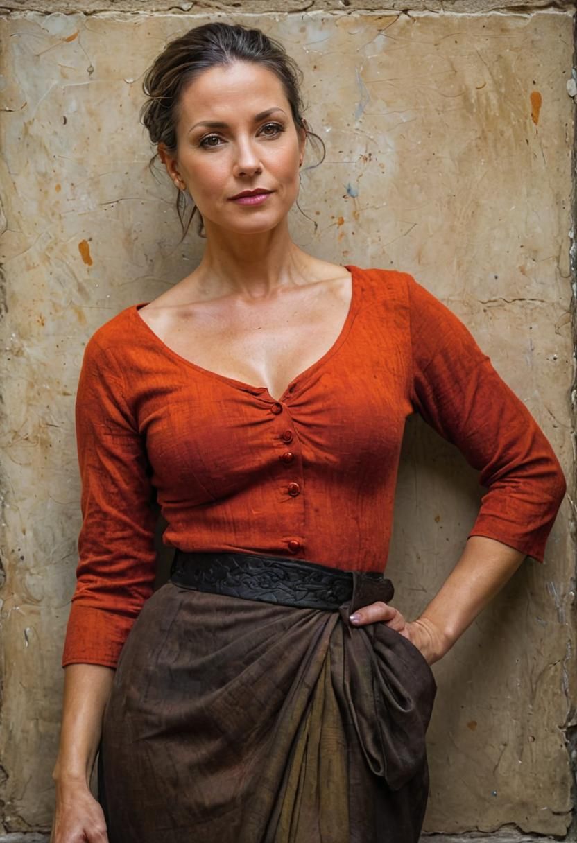 Elegant Impasto Portrait of a Confident Woman